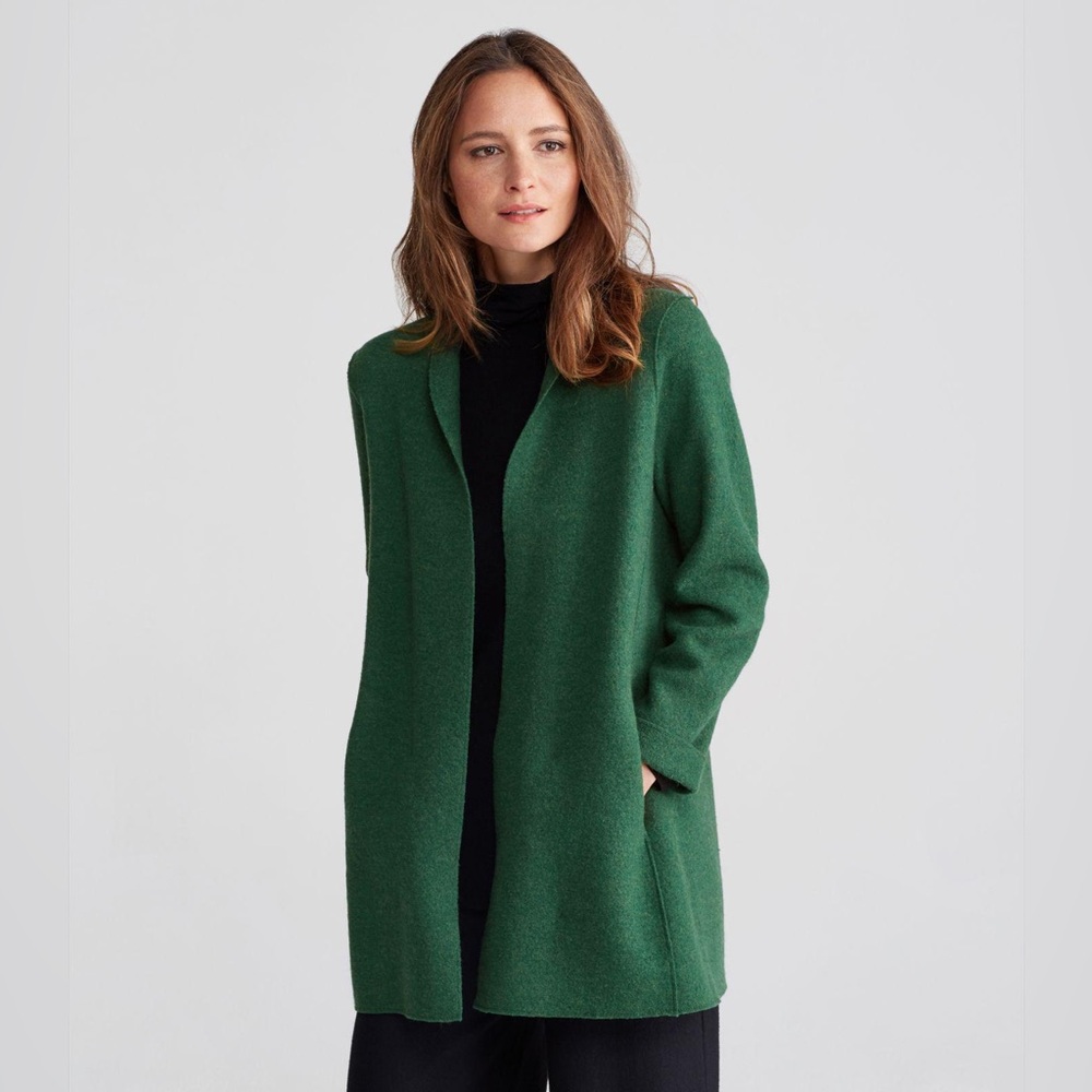 Ellen Tracy 100% Wool Open Front Coat Jacket